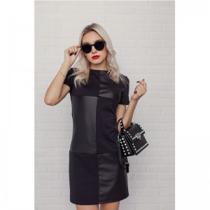 Moteriška vintažinė odinė elegantiška mini suknelė