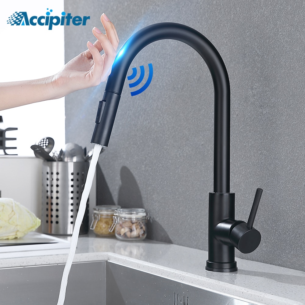 Pull Out Black Sensor Kitchen Faucets Stainless Steel Smart Induction Mixed Tap Touch Control Sink Tap Torneira De Cozinha 1