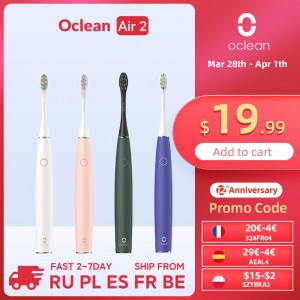 Oclean Air 2 Sonic Electric Toothbrush IPX7 Waterproof Smart Toothbrush Fast Charging Three Brushing Modes for Adult PK XPRO