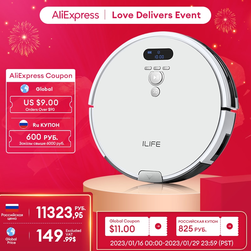 ILIFE V8 Plus Robot Vacuum and Mop Cleaner,Water Tank,750MLdust box, Restricted Area Mapping,Sweeping and Mopping Smart Home