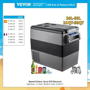VEVOR 20L 22L 35L 45L 55L Car Refrigerator Mini Fridge Freezer Portable Compressor Cooler 12/24V DC 110-240V Ice Box for Camping