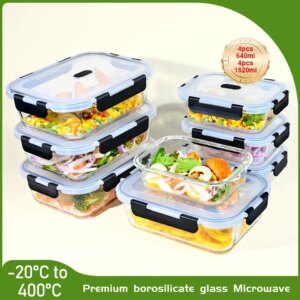 Stikliniai maisto indeliai su dangteliais