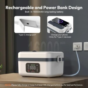 Įkraunamas 16000mAh šildomas pietų indas